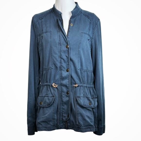 Hinge Utility Jacket Womens Size M Navy Wash Slate Blue Military Lightweight - Picture 1 of 10